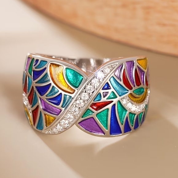 Hip Hop Multicolored Wide Ring - Picture 3 of 6